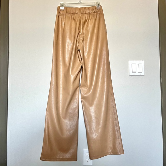 Anine Bing NEW Koa Pant Butterscotch Vegan Leather Wide Straight Leg Pant Sz S - Picture 6 of 13